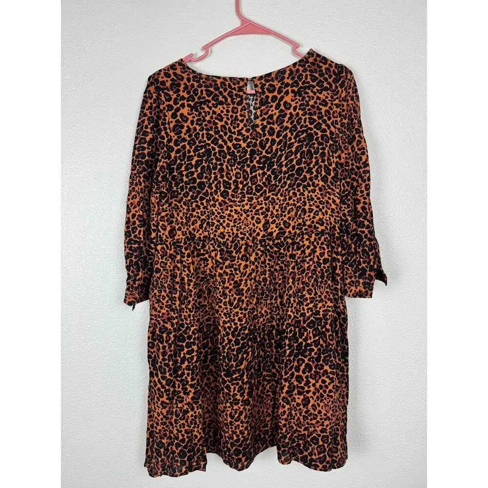 &merci Leopard Print Babydoll Dress Flowy Animal Print Medium - Picture 5 of 5